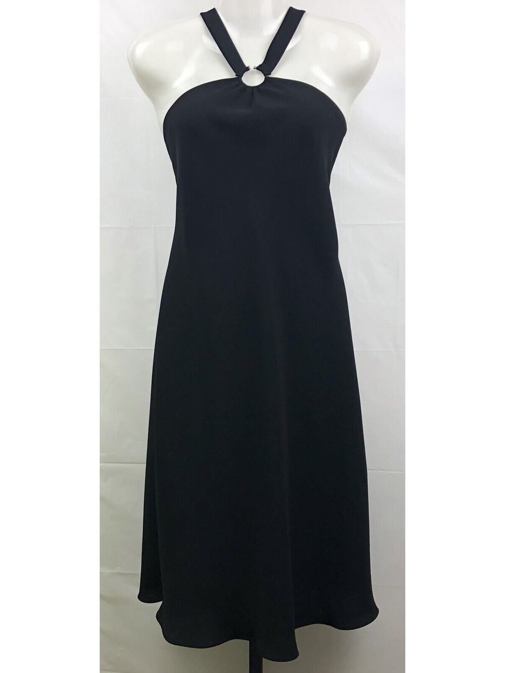 Evan Picone Evening Dress Women Size 12 Black Cross Strap Formal Fully Lined